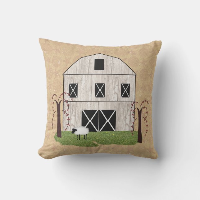 Primitief Barn Outdoor Pillow Buitenkussen (Voorkant)