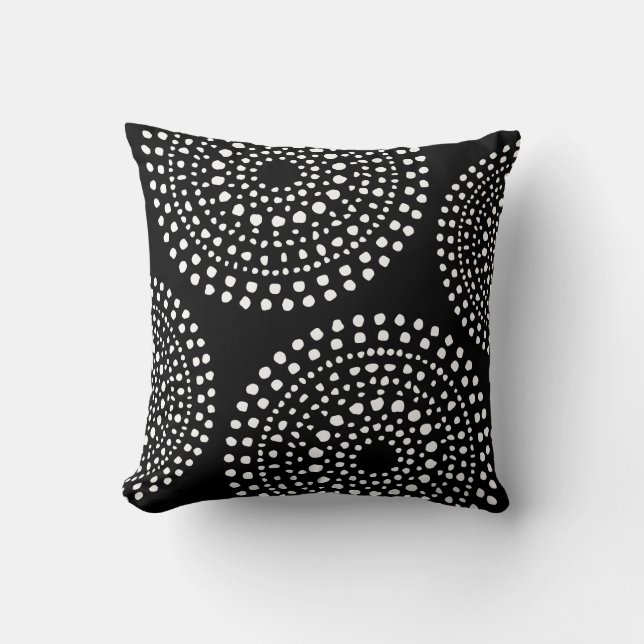 Primitief Boho Mosaic Pattern Black Kussen (Voorkant)