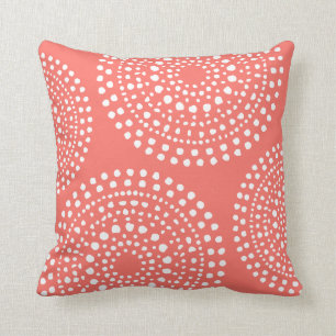 Primitief Boho Mosaic Pattern Live Coral Kussen