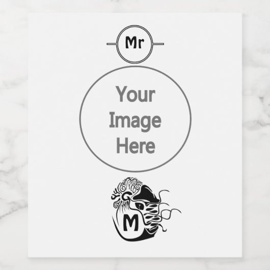 Primitief Chambered Nautilus Monogram Wijn Etiket (Enkel label)