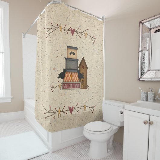 Primitief Faith Family Friends Shower Curtain Douchegordijn (In situ)