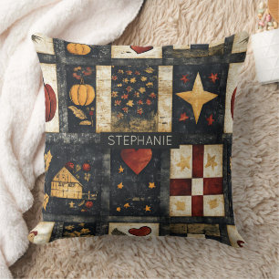 Primitief herfst quilt patroon boerenoogst kussen