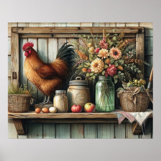 Primitief Hout Landschap Plank 1 Poster (Voorkant)