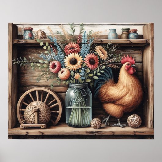 Primitief Hout Landschap Plank 4 Poster (Voorkant)