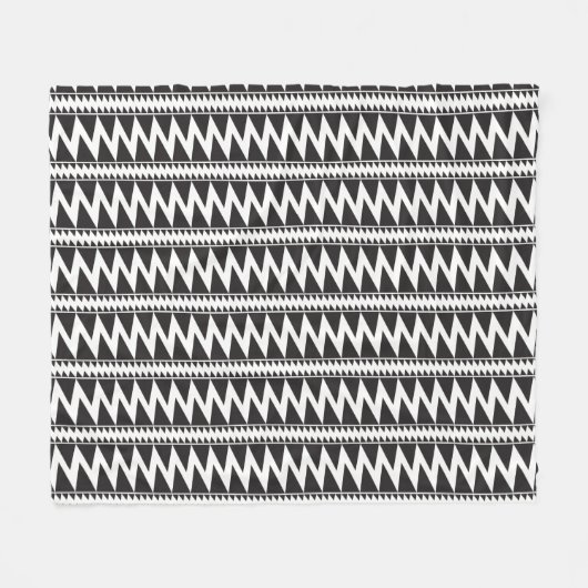 Primitief Indische Pomo Pattern Black White Fleece (Voorkant (Horizontaal))