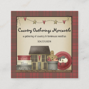 Primitief Land Pset en Saltbox House Vierkante Visitekaartje