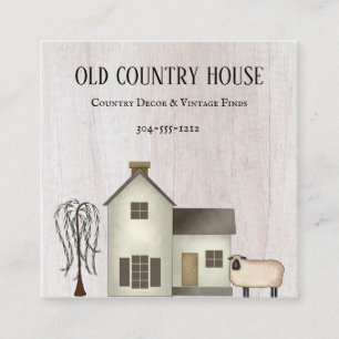 Primitief land Rustic Old Country House Sheep Vierkante Visitekaartje
