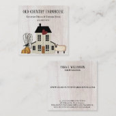 Primitief land Rustic Old Farmhouse Herfst Sheep Vierkante Visitekaartje (Voorkant / Achterkant)