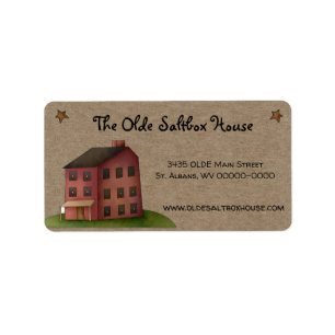 Primitief land Saltbox House Return Address La Etiket