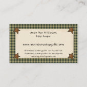 Primitief land Seing Doll Homespun Rustic Visitekaartje (Achterkant)