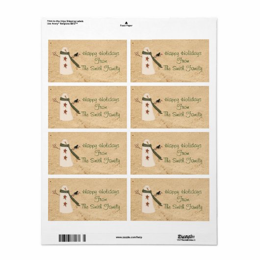 Primitief Land Snowman Label (Full Sheet)