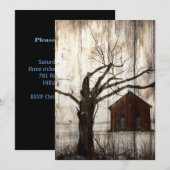 Primitief land Woodgrain Winter Tree Red Barn Kaart (Voorkant / Achterkant)