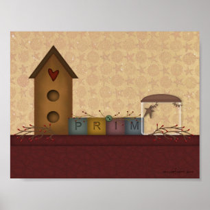 Primitief landschapsafdrukken poster