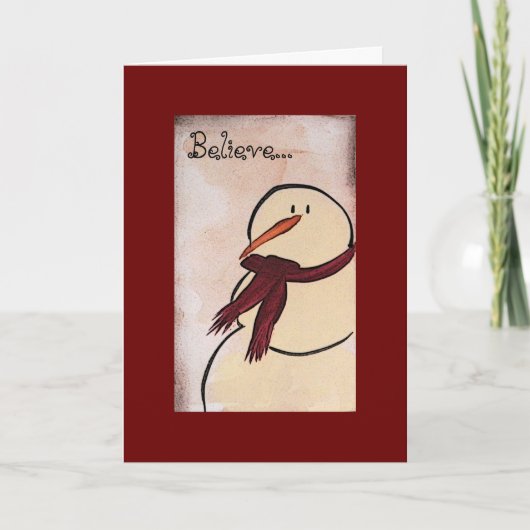 Primitief met acryl gekleurd Snowman Kerstmis Feestdagen Kaart (Voorkant)