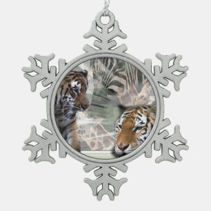 Primitief Oerwoud kerstmis afdrukken Tin Sneeuwvlok Ornament