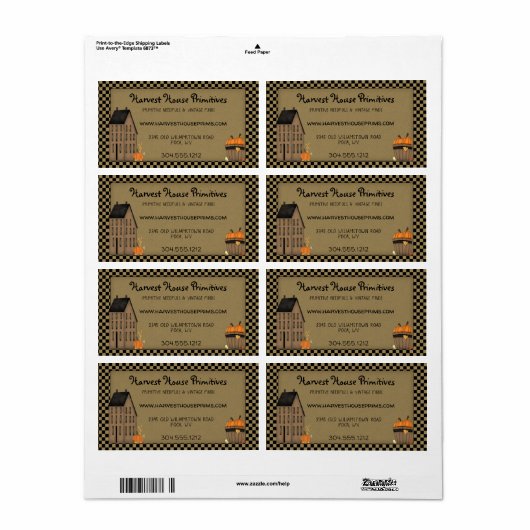 Primitief Oogststuk Rustic Country Custom Etiket (Full Sheet)