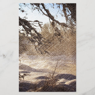 Primitief Pine Tree Woodland Winter Forest Briefpapier