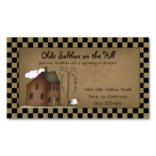 Primitief Rustic Country Saltbox op Kraft Magnetisch Visitekaartje