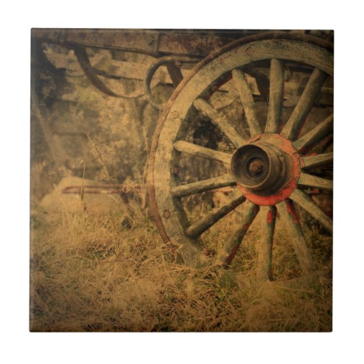 Primitief Rustisch Western landwagon Tegeltje (Voorkant)