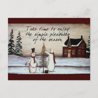 Primitief Snowman Briefkaart