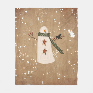 Primitief Snowman Fleece Blanket Deken