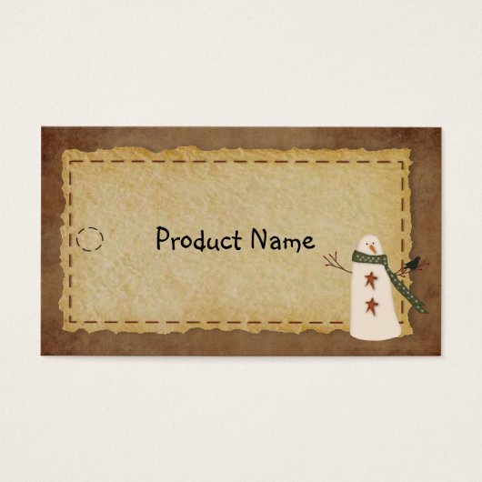 Primitief Snowman Hang Label Visitekaartjes (Voorkant)