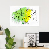 Primitief viscanvas afdrukken poster (Thuiskantoor)