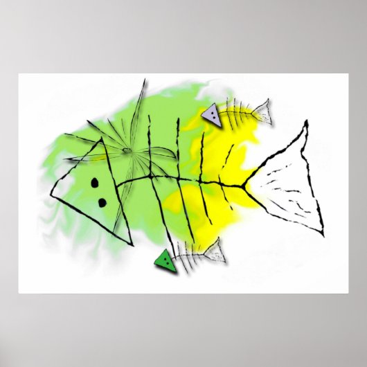 Primitief viscanvas afdrukken poster (Voorkant)