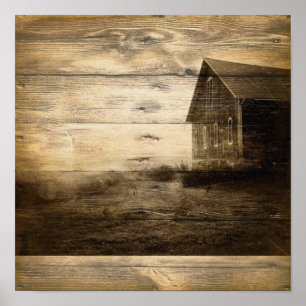 primitief western land oude boerderijkajuit poster