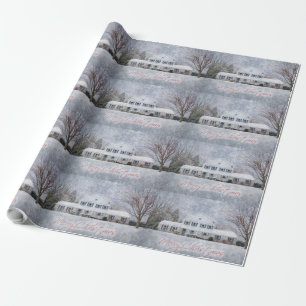 Primitief wintersneeuwland Rustic Open House Cadeaupapier