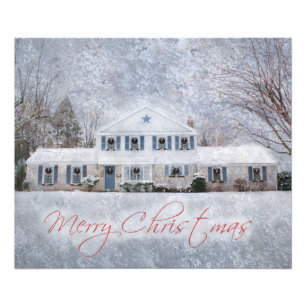 Primitief wintersneeuwland Rustic Open House Foto Afdruk