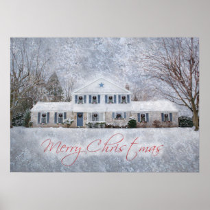 Primitief wintersneeuwland Rustic Open House Poster
