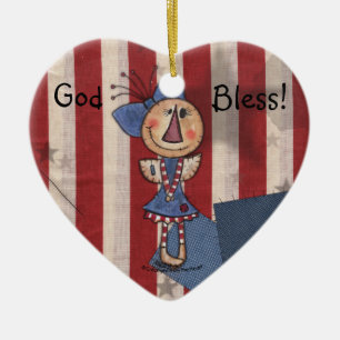 Primitieve Amerikaanse engel Keramisch Ornament