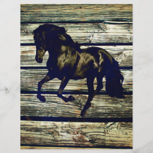 Primitieve BarnWood Equestrian Zwarte Hengst Paard