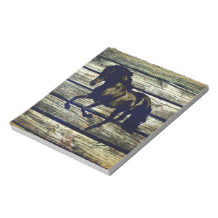 Primitieve BarnWood Equestrian Zwarte Hengst Paard Notitieblok