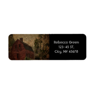 Primitieve boeiende boerenkaver rode schuur etiket