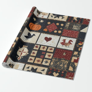 Primitieve boerderij Appliqué & geometrische Cadeaupapier