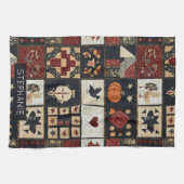 Primitieve boerderij Appliqué & geometrische Theedoek (Horizontaal)