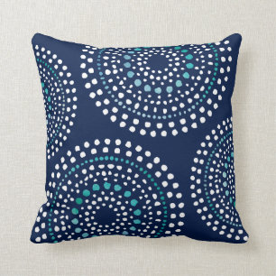 Primitieve Boho Mosaic Pattern Aqua Navy Kussen