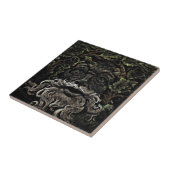 primitieve bosgebladerte bosgod groenman tegeltje (Zijkant)