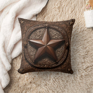 Primitieve Cowboy Brown Country Western Texas Star Kussen