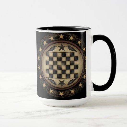 Primitieve Crow Checkerboard Coffee-Mok Mok (Rechts)