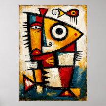 Primitieve Cubistische Vis Krachtige Abstracte Geo