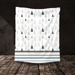 Primitieve dennen op wit fleece deken