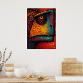 Primitieve dinosaurusgeest abstract expressionisme poster (Keuken)