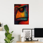 Primitieve dinosaurusgeest abstract expressionisme poster (Thuiskantoor)