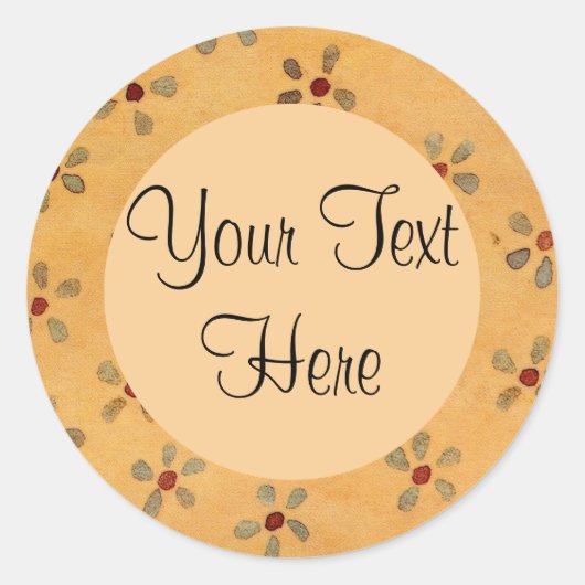 Primitieve Floral Round Sticker (Voorkant)