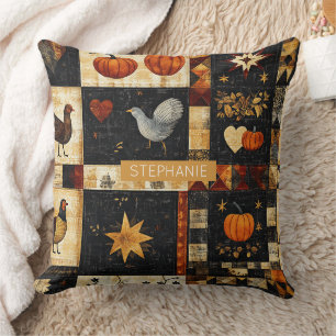 Primitieve Folk Art Quilt Patroon rustieke herfs Kussen