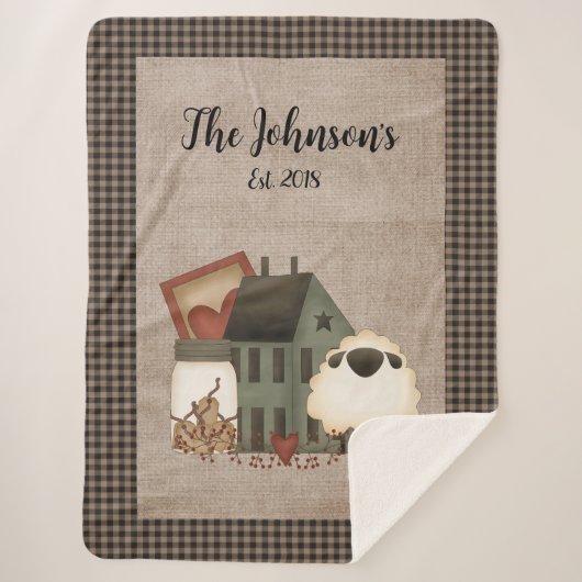 Primitieve groene startdoos met schapenvlees sherpa deken (Voorkant)