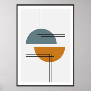 Primitieve halve cirkels muurkunst poster